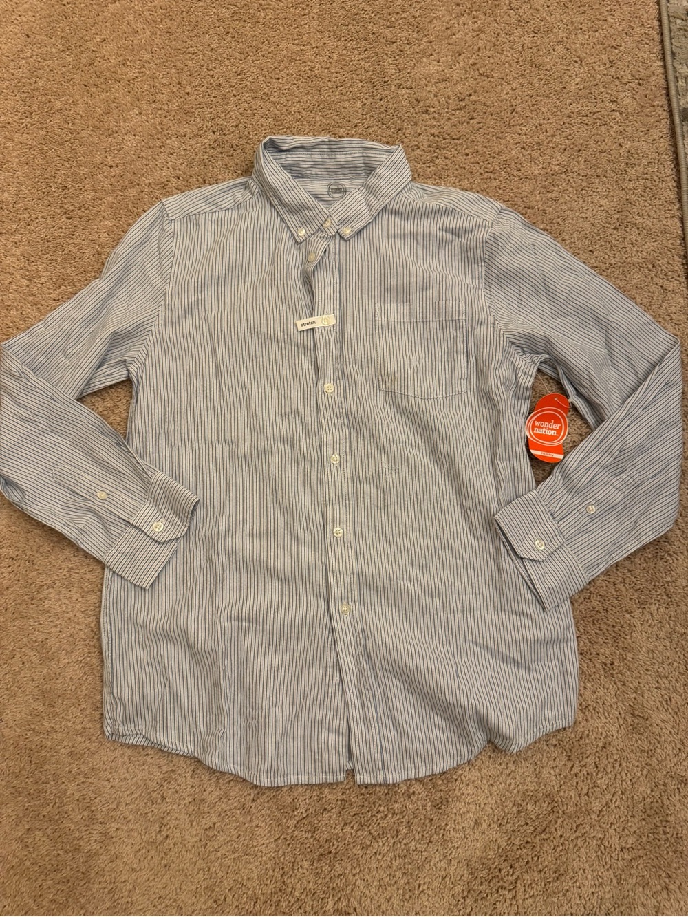 wonder nation Blue and White Striped Button-Down Shirt
